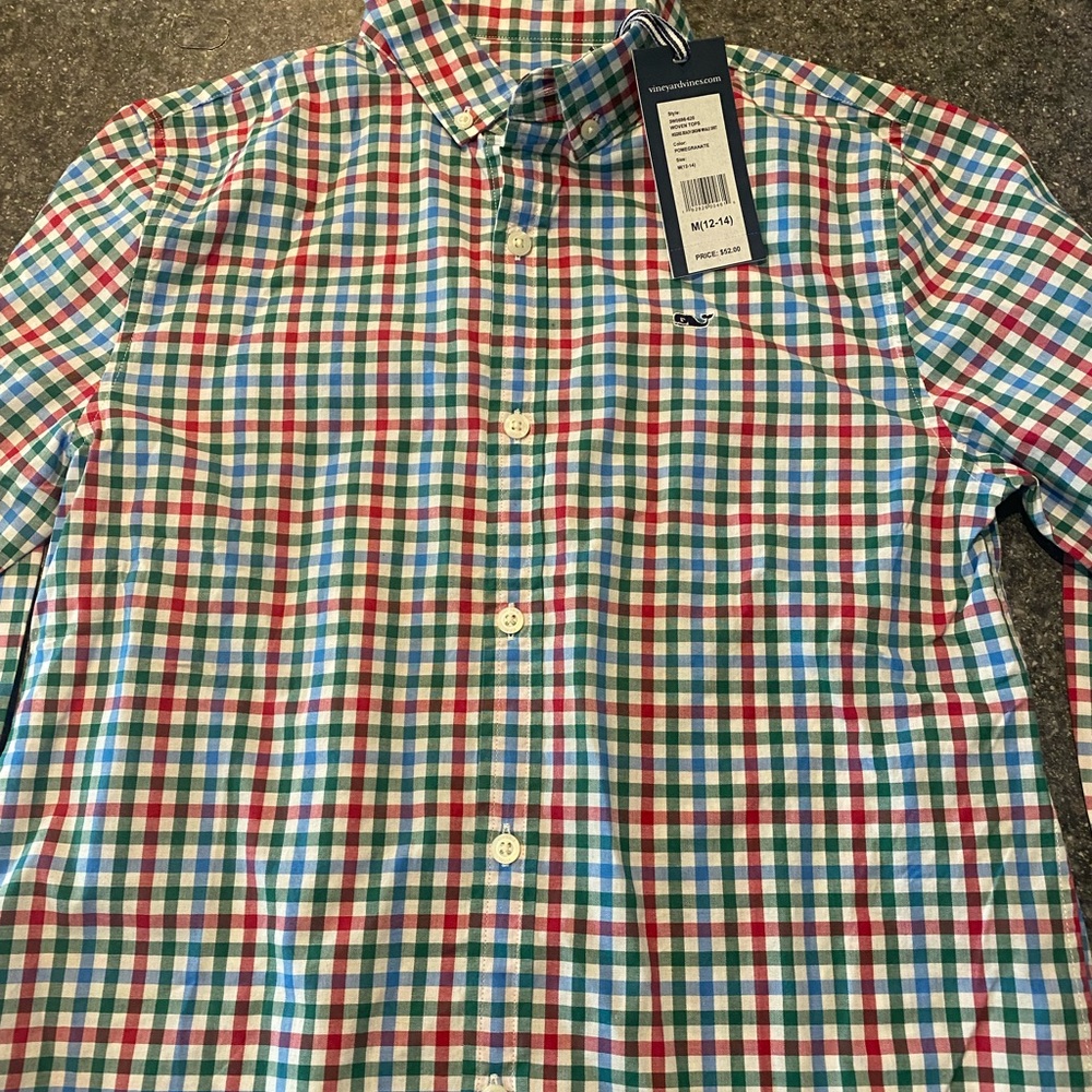 Brand new with tags vineyard vine button up shirt size 12-14 medium
